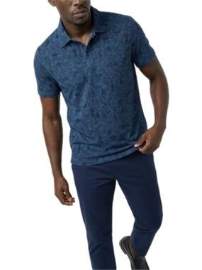 Michael Kors Men's Blue Abstract Polo Style Shirt Size Large 100% Cotton